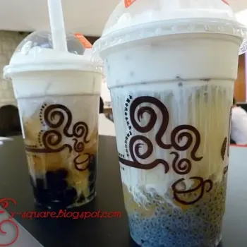 Gong Cha Signature Milk Winter Melon Tea with White Pearl and Black pearl, RM 8.40 per cup,ong Cha Signature Milk Green Tea with White Pearl and Basil seeds, RM 8.40 per cup