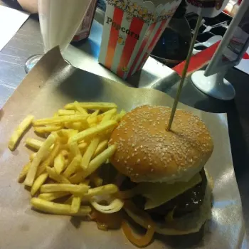 Caribbean Burger combo with a milkshake and fries