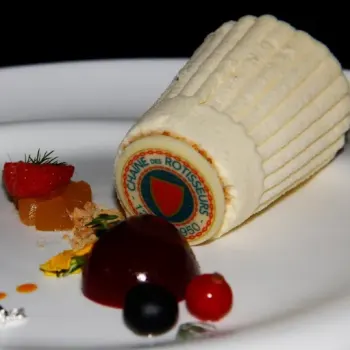 White Chocolate Cheese Mousse with champagne grapes and raspberry jello