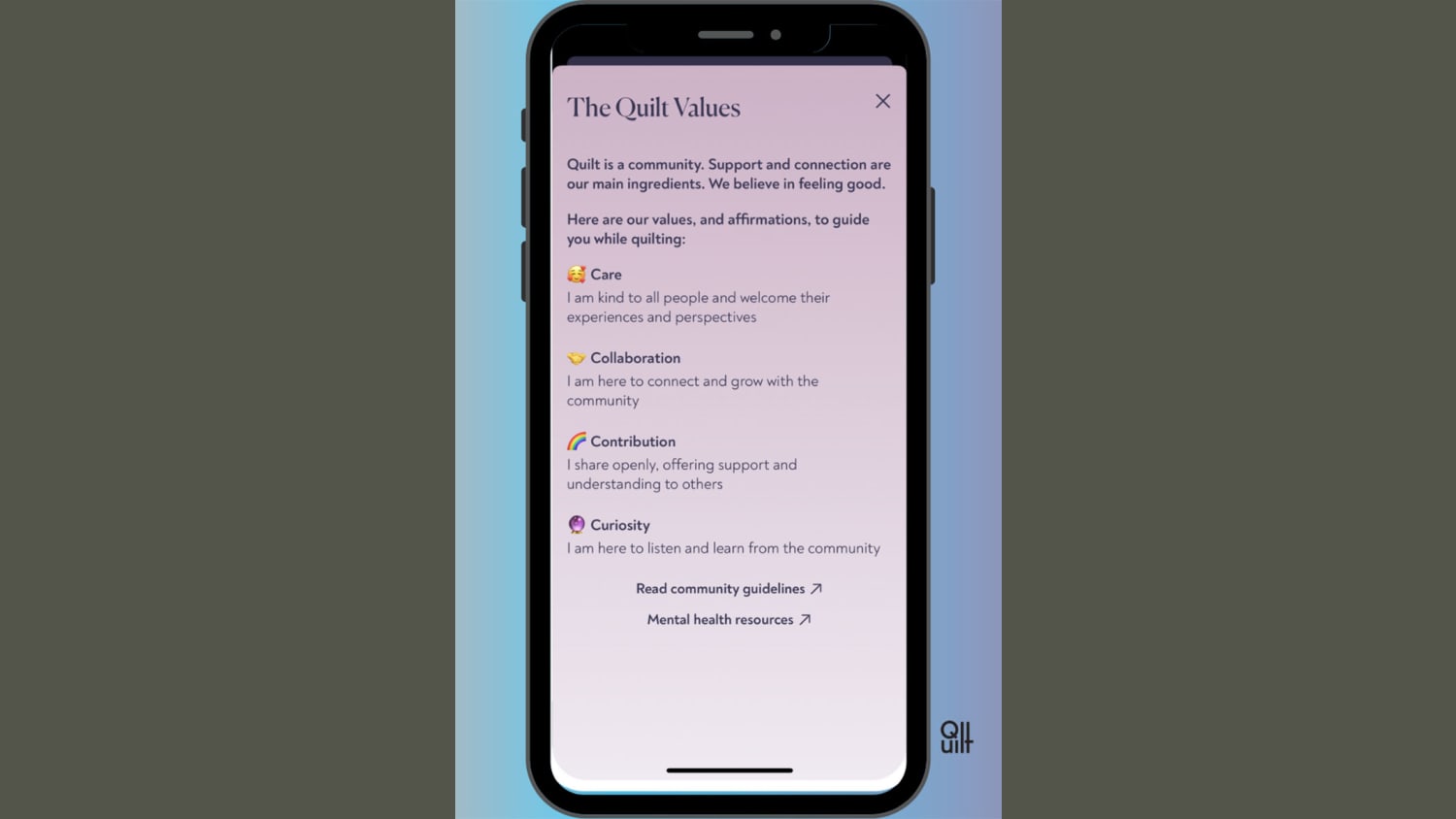 WEB Quilt App Values
