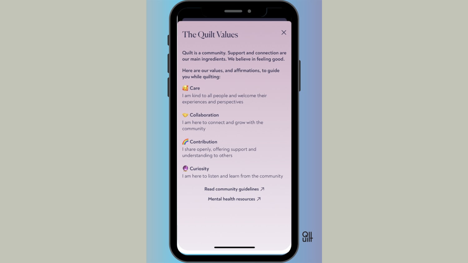 WEB Quilt App Values