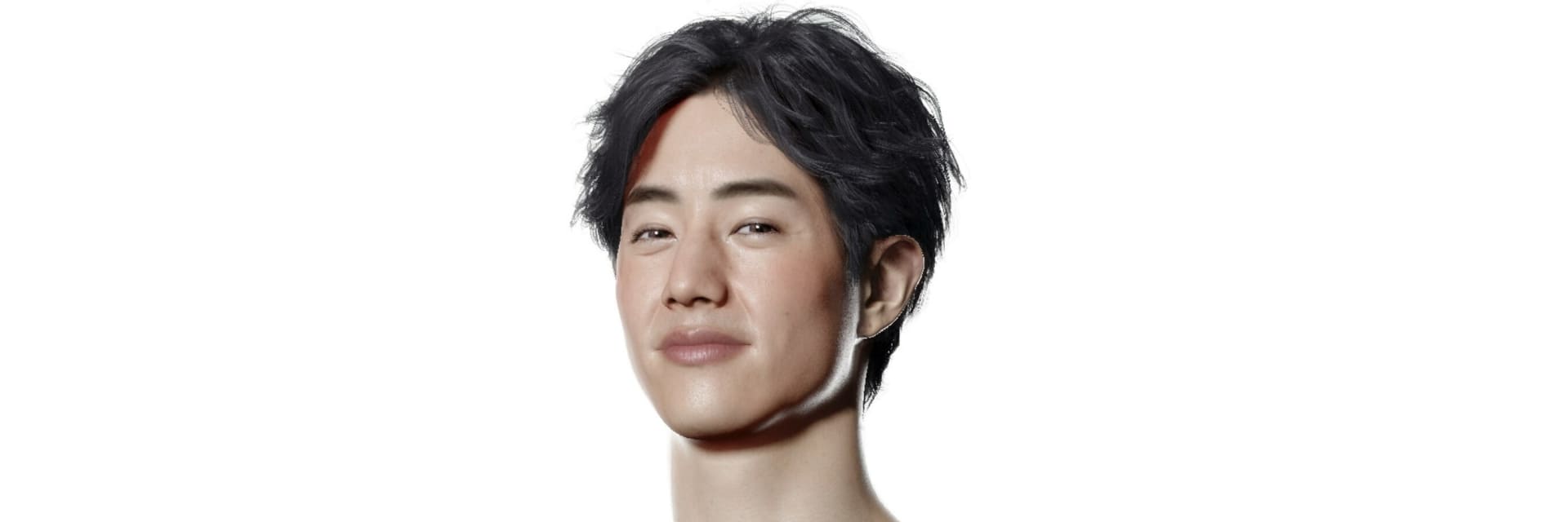 AI avatar of a young Asian man representing the K pop star Mark Tuan He has short dark hair wears a black tee shirt and is smiling