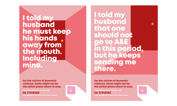 I told my husband ... phrases on red and rose background for Telefono Rosa campaign