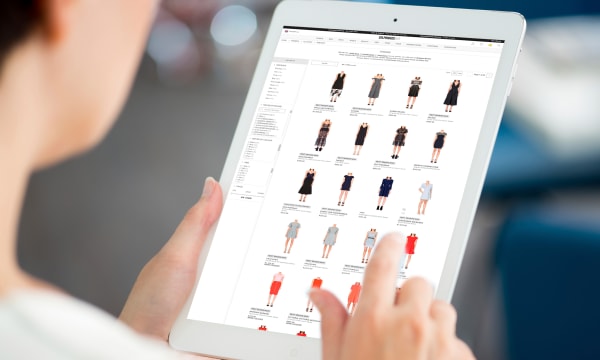 Woman looking at tablet