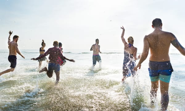 people having fun bathing