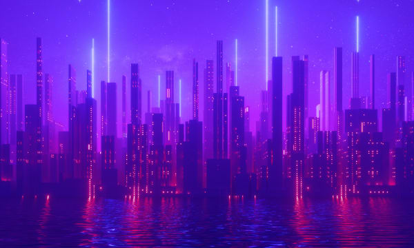Purple and pink abstract city