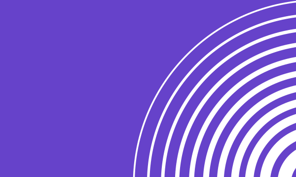 White curved lines in right hand corner on purple background