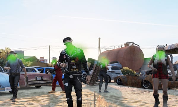 Players running around a game with green smoke coming out of their mouths