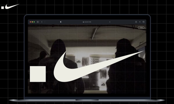 Desktop showing two silhouettes and Nike&#039;s swoosh logo