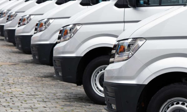 Row of white vans