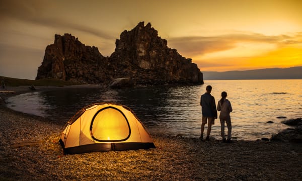 Camping Near Lake Sunset