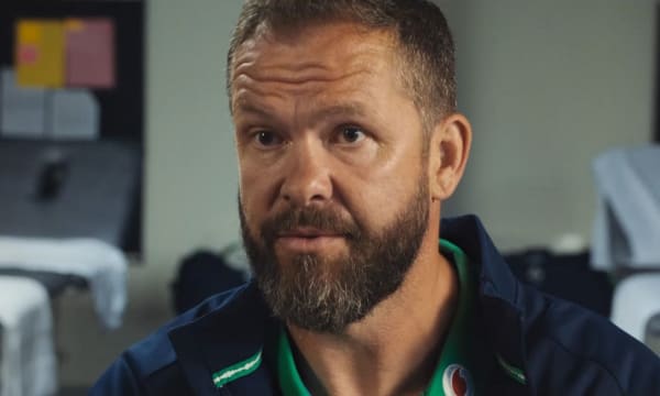 Close up shot of Andy Farrell, head coach of the Irish rugby team