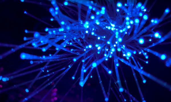 Blue lights on a dark blue screen