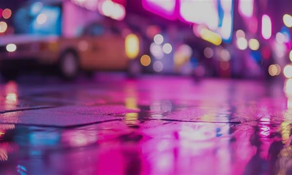 Hero image bright lights road