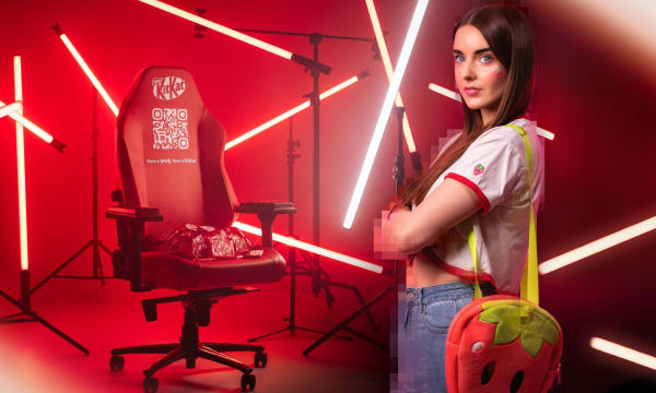 KitKat Break Chair, pictured with gaming streamer Loserfruit