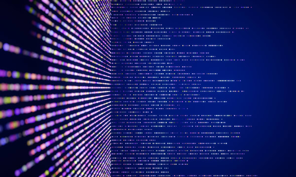 Digital code on a dark background