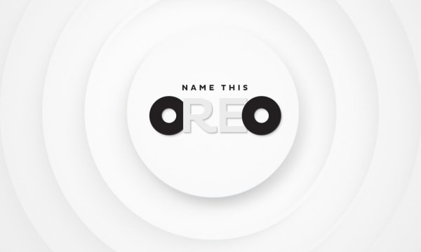 Black and white text on a white background that says NAME THIS OREO.
