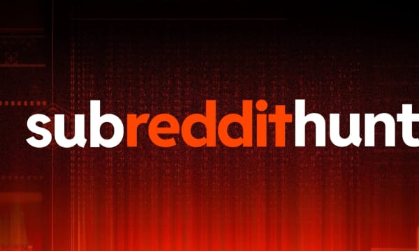 Red and black background with the words subreddit hunt