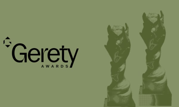 Two Gerety trophies with a green overlay on top of it