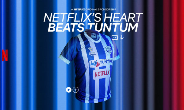 Netflix TV show with blue striped football jersey