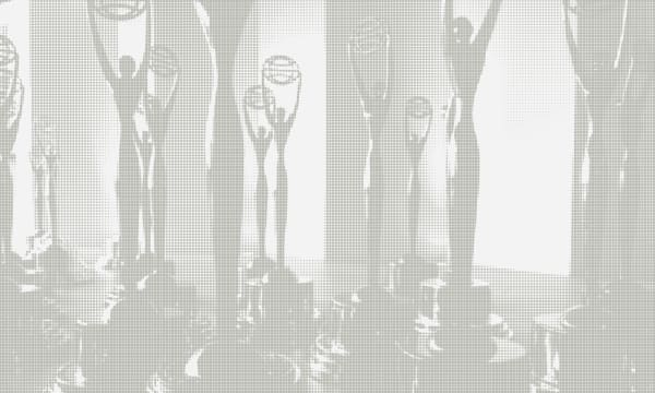 Clios trophies with white overlay