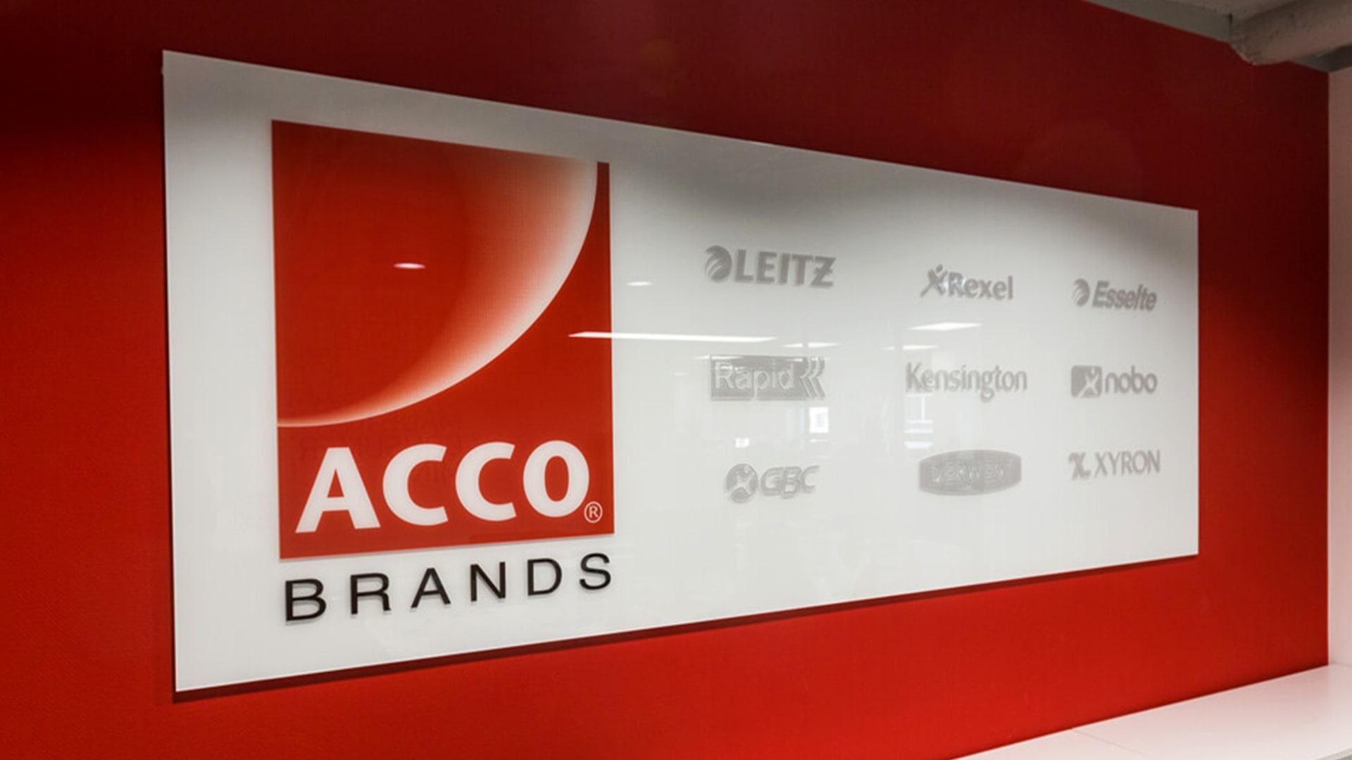 ACCO Brand logo on a wall