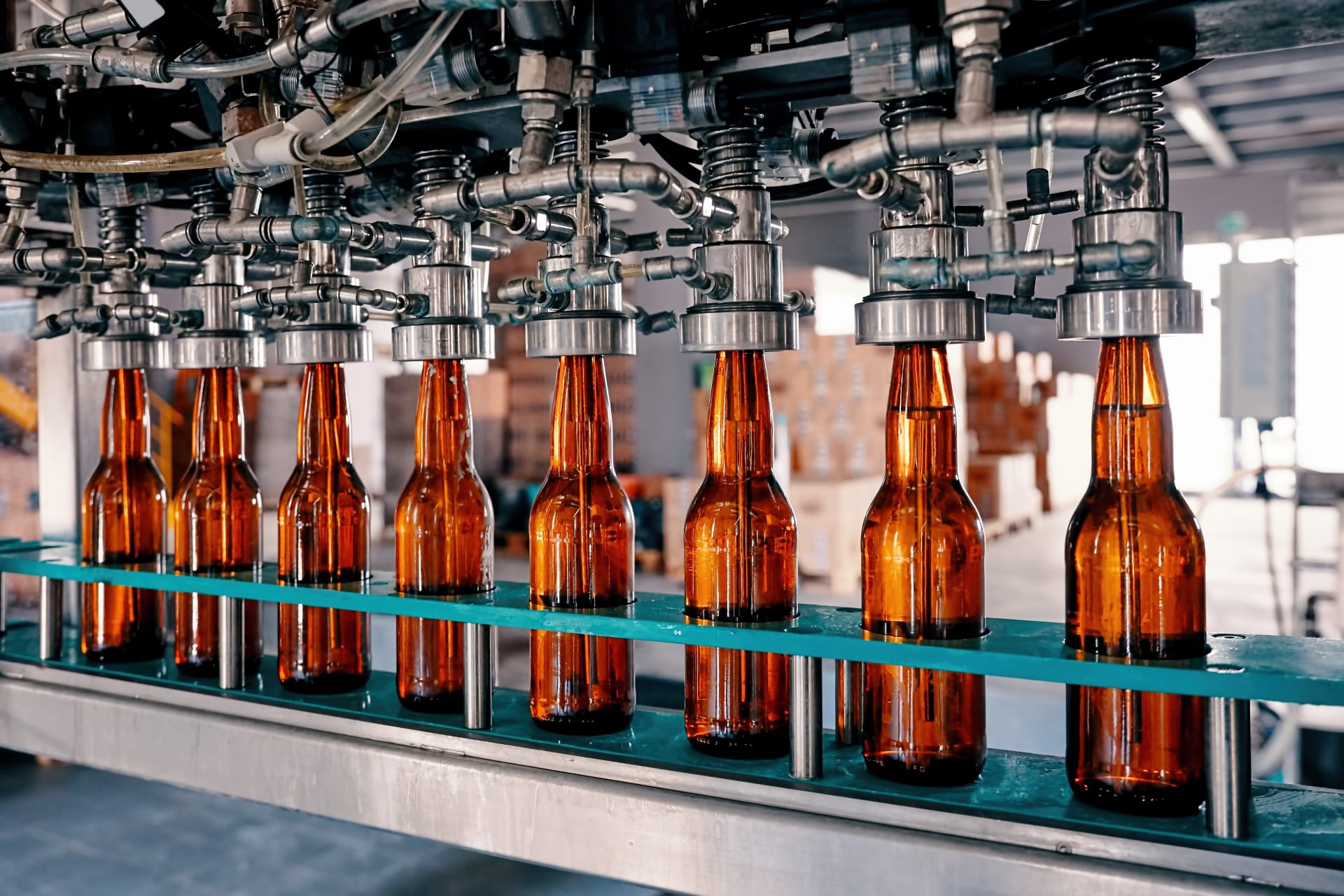 Bottles on distribution line