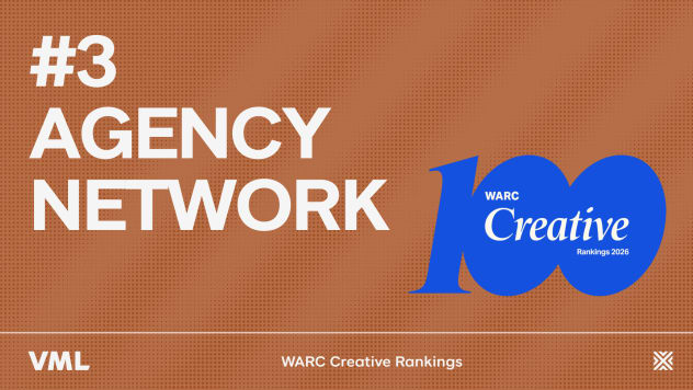 #3 Agency Network. A brown background features white text, "#3 Agency Network," and a blue "100 WARC Creative Rankings 2026" logo.