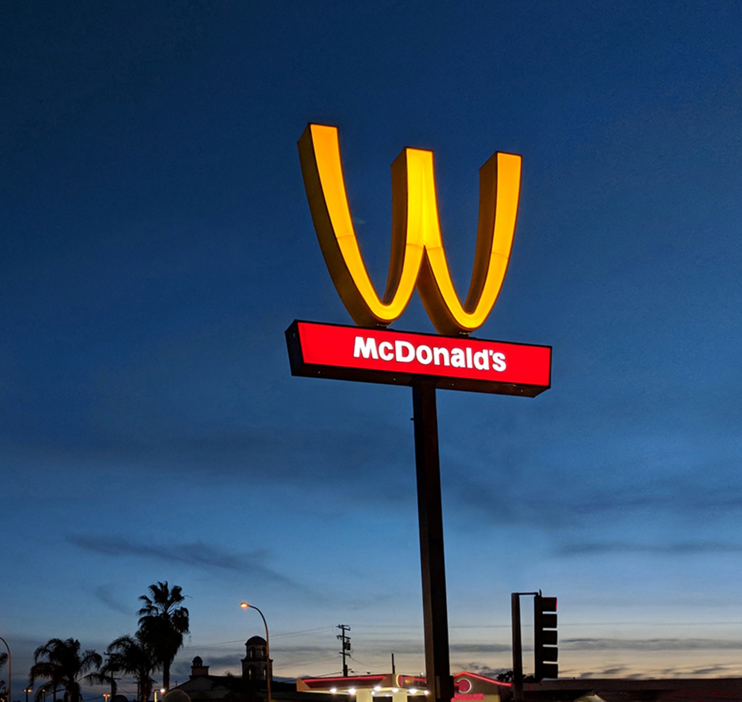 Mc Donalds M logo is turned upside down in honour of International Womens Day in Lynwood
