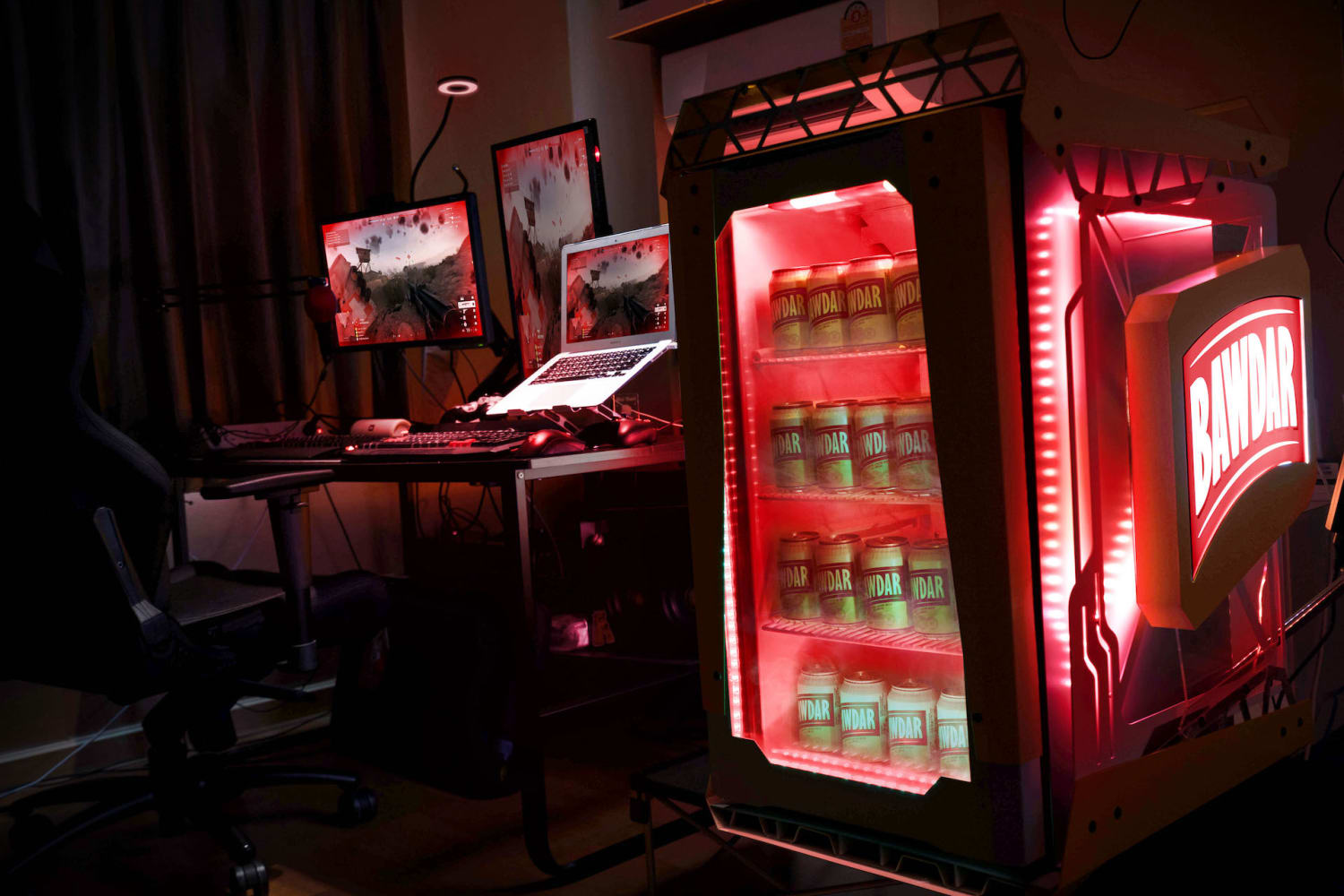 BAWDAR Ultimate Gaming Fridge Full Red