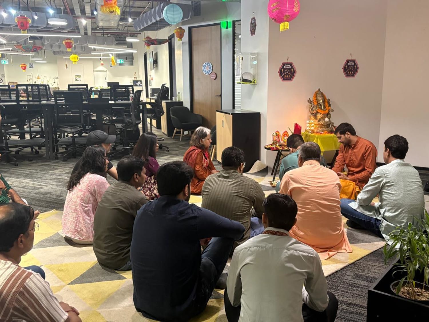 VML India Gurugram employees participating in the puja