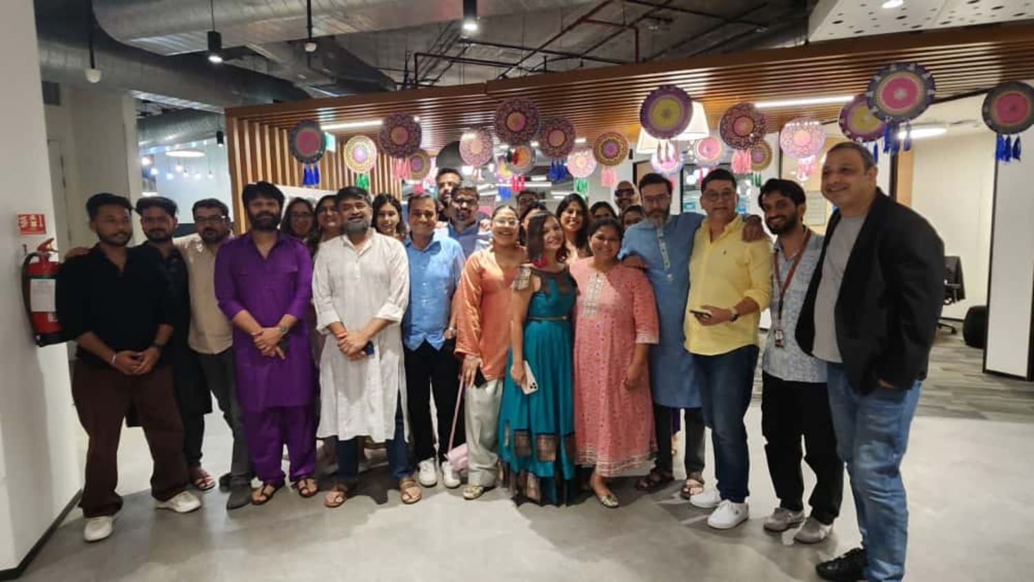 VML India Gurugram employees posing together during the Diwali 2025 office celebration in festive traditional attire.