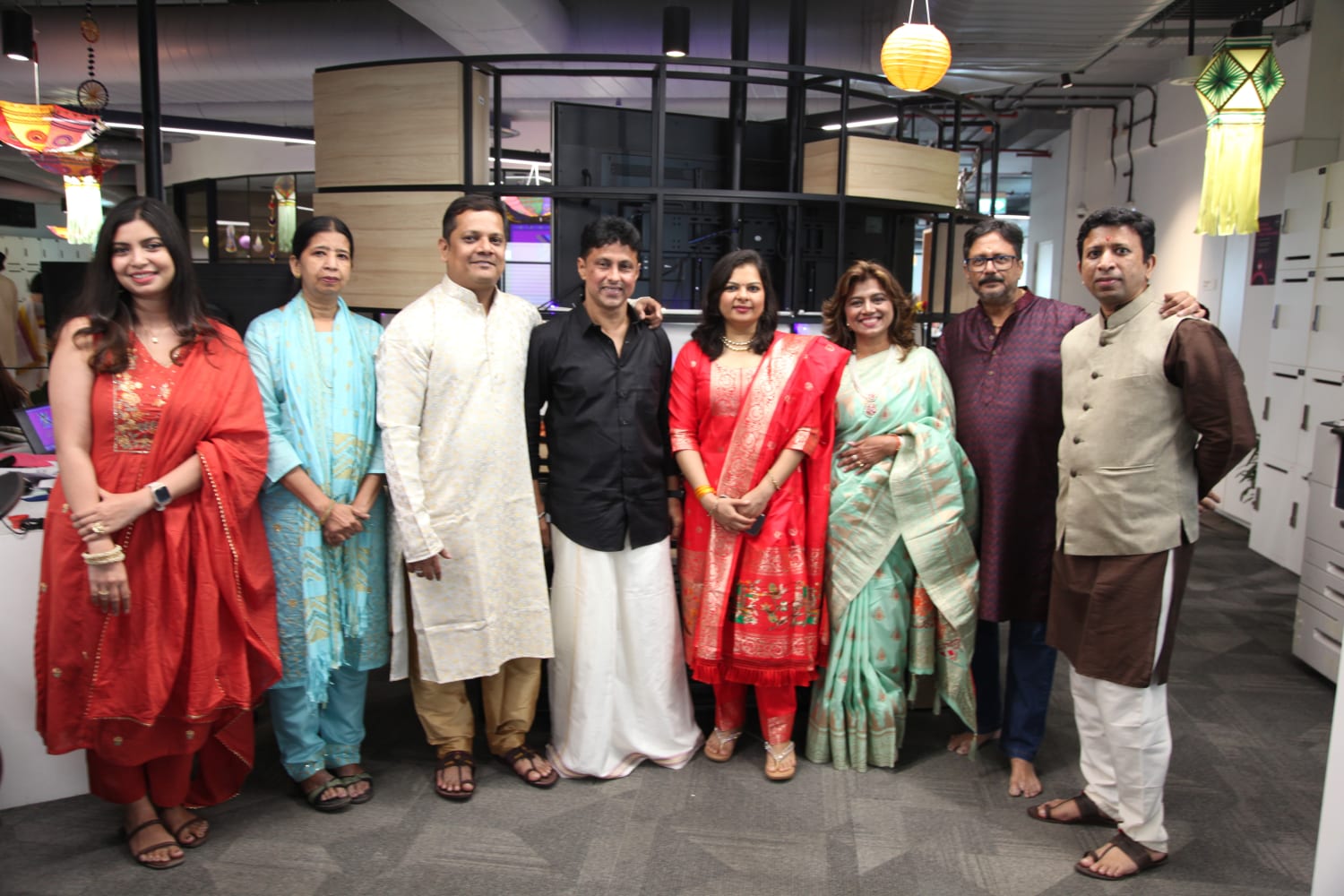 VML India Mumbai employees posing together during the Diwali 2025 office celebration in festive traditional attire.