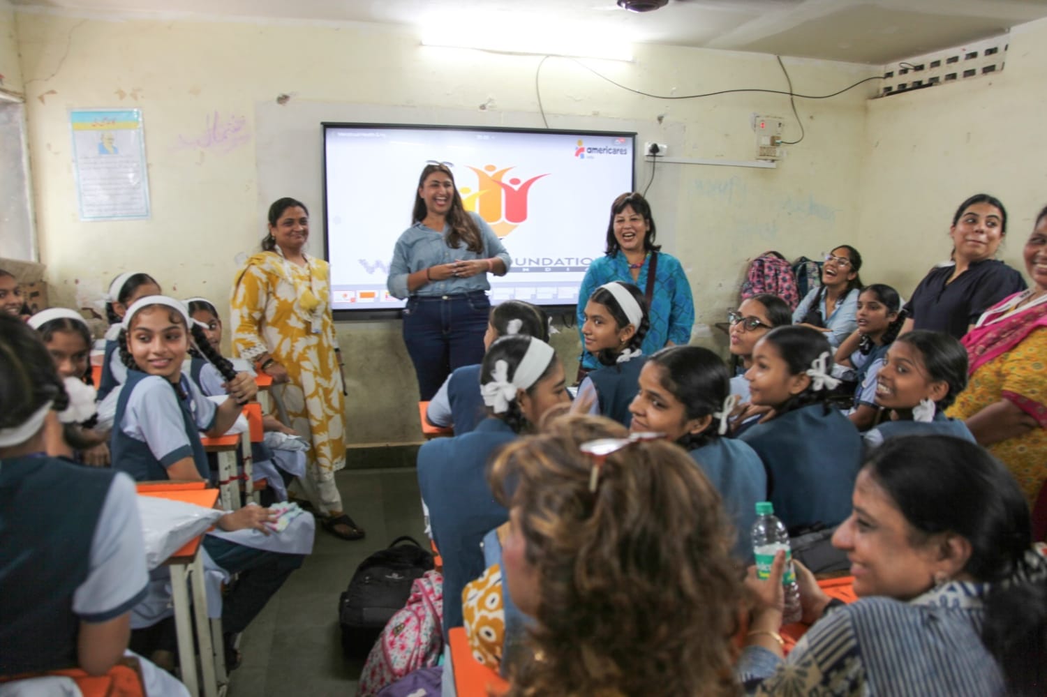 VML India CEO Babita with schoolgirls at the VML Foundation Day event.