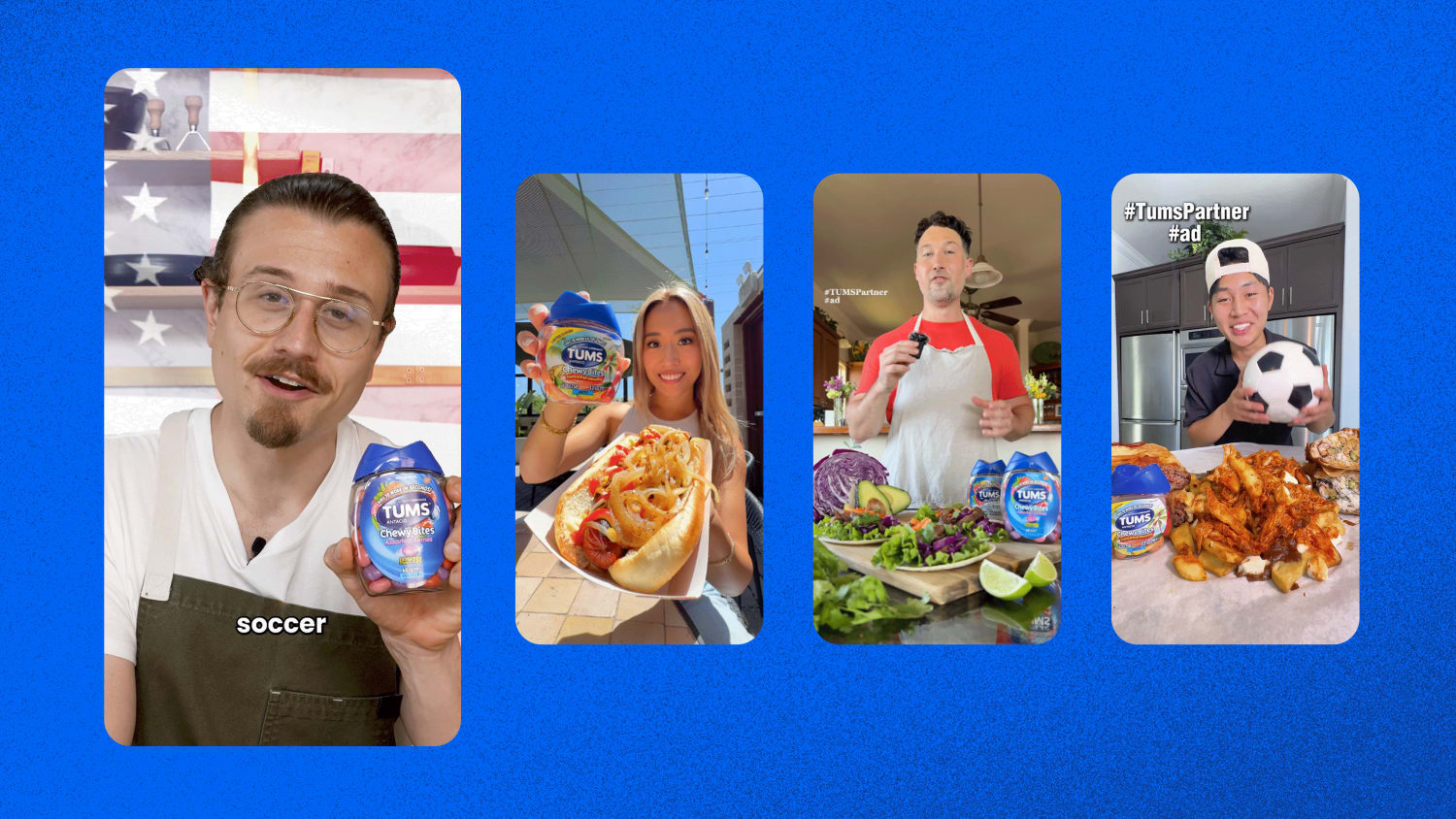 Images of the influencers involved in the Food Match Cup campaign created by TUMS and VML.