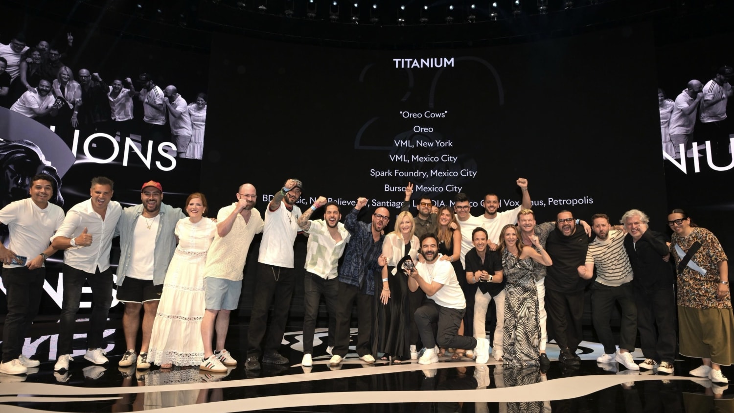 VML on stage at the 2026 Cannes Festival winning Titanium for OREO Cows