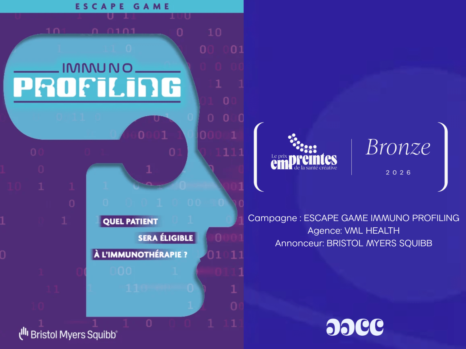 Campagne ESCAPE GAME IMMUNO PROFILING Agence VML HEALTH Annonceur BMS