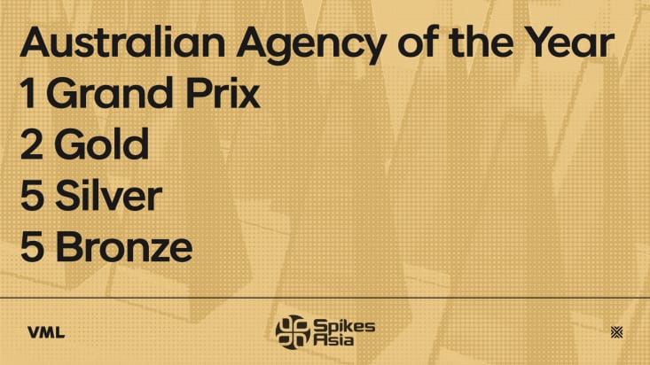 Spikes Asia Gold Trophy graphic showing VML Australia wins