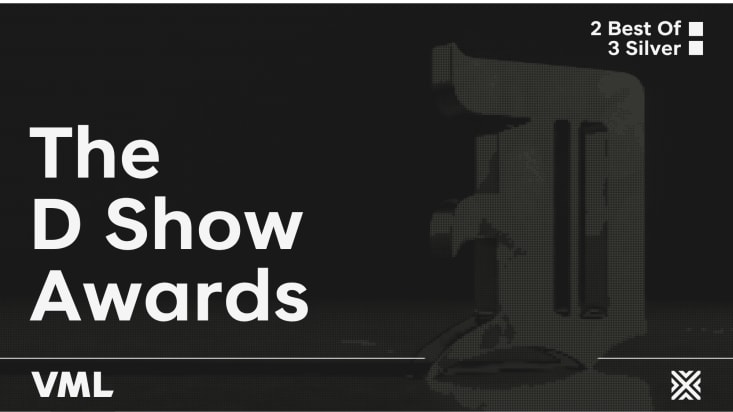 The D Show Awards graphic with text highlighting 2 Best Of and 3 Silver wins for VML.