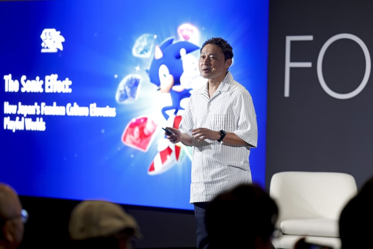 CANNES, FRANCE - JUNE 26: Tetsuya Honda speaks during 'The Sonic Effect: How Japan’s Fandom Culture Elevates Playful Worlds' on Day 5 of Cannes Lions 2026 on June 26, 2026 in Cannes, France. (Photo by Xavi Torrent/Getty Images for Cannes Lions)