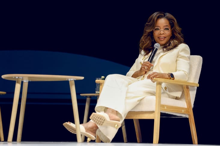 CANNES, FRANCE - JUNE 23: Oprah Winfrey speaks onstage during The Cannes LionHeart Seminar on Day 2 of Cannes Lions 2026 on June 23, 2026 in Cannes, France. (Photo by Shane Anthony Sinclair/Getty Images for Cannes Lions)