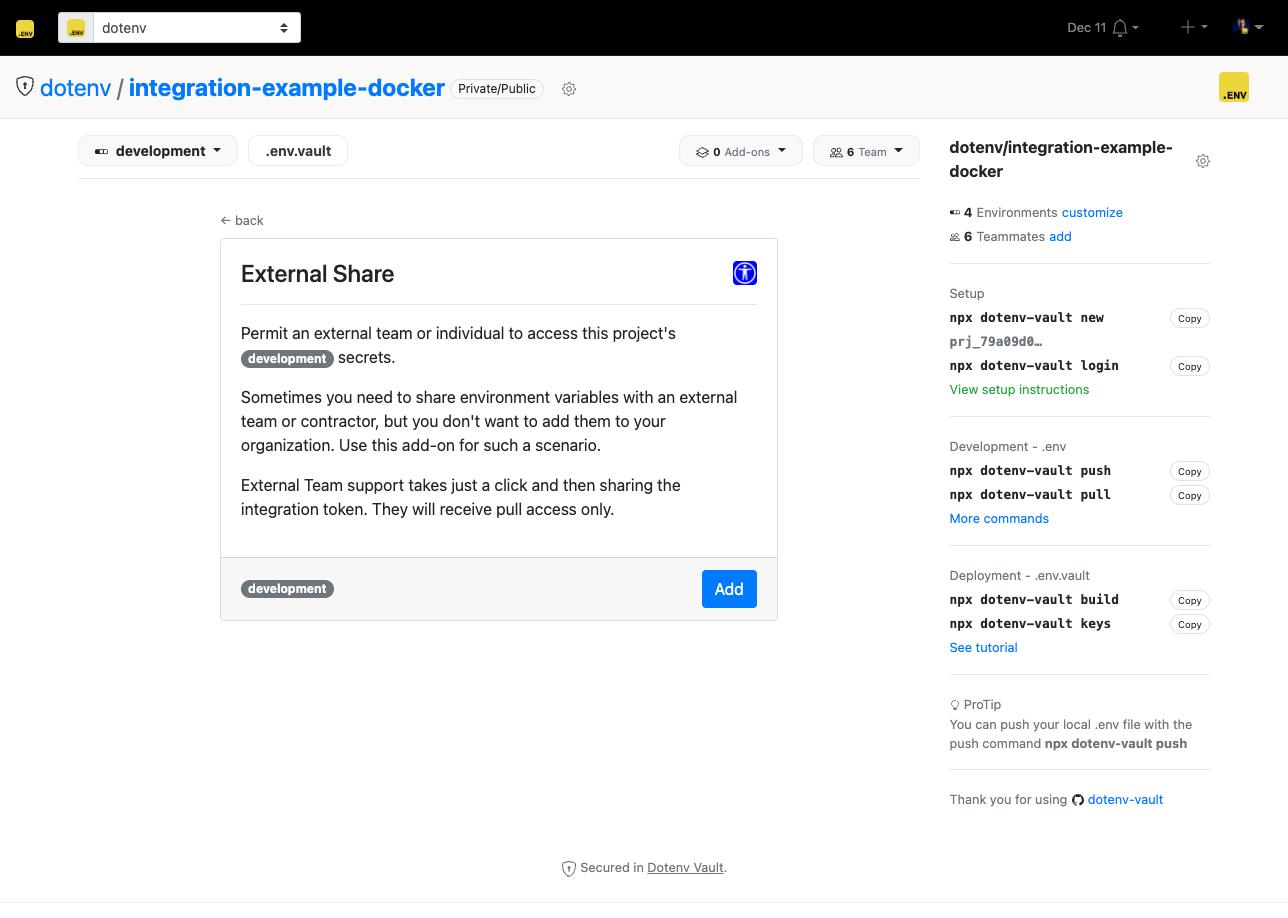 Vercel Addons Dotenv