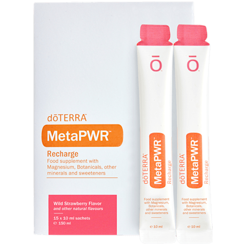 MetaPWR™ Recharge – Erdei szamóca ízben Táplálékkiegészítő magnéziummal, növényi összetevőkkel, egyéb ásványi anyagokkal és édesítőszerekkel