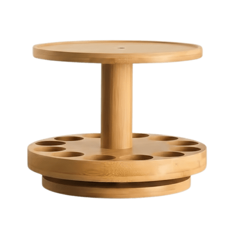 Kétszintes fa olajtartó állvány 