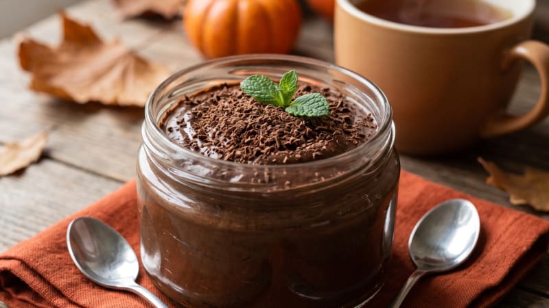 Selymes csokoládé-avokádó mousse borsmentával
