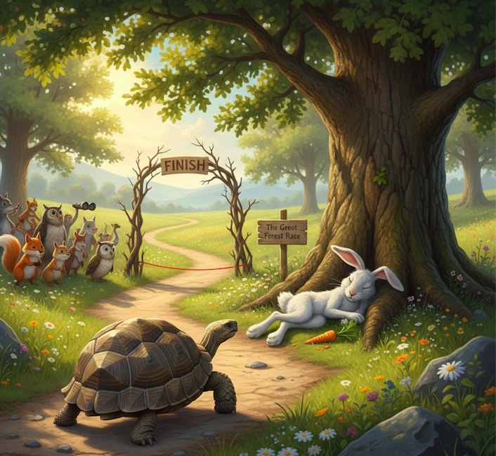 Illustration for The Tortoise and the Hare