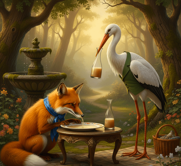 Illustration for The Fox and the Stork