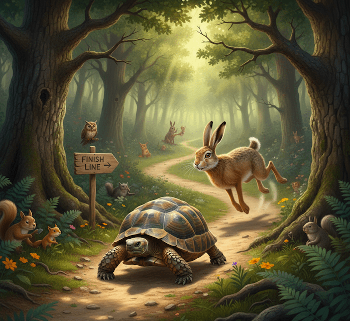 Illustration for The Hare and the Tortoise: A New Race