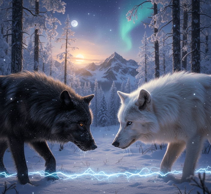 Illustration for The Two Wolves