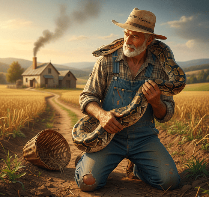 Illustration for The Farmer and the Snake